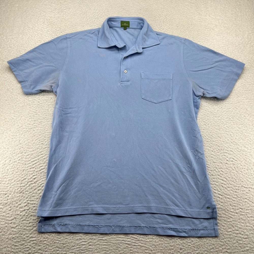 ***FLAWS*** Sid Mashburn Polo Shirt Mens Medium Blue Short Sleeve Solid